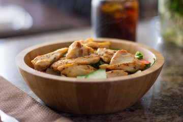 Grilled chickeen on a salad 