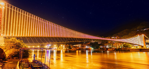 Laxman  Jula, Ram Jhula at night in Rishikesh India, India Tourism 