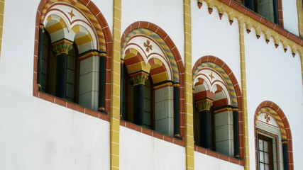 Historic House facades, Dreikönigshaus, Trier Rhineland Palatinate Germany, July 2018