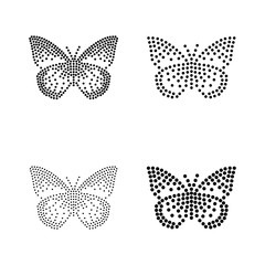 5 inch wide vector butterfly-shaped blackline for rhinestones or rhinestuds