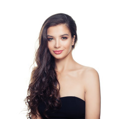 Fototapeta premium Attractive woman isolated on white background. Pretty model with long hair portrait