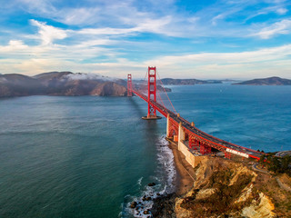 Aerial view of Golden Gate bridge in San Francisco, USA