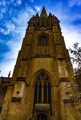 Low angle view of University Church of St Mary the Virgin in Oxford, Oxfordshire, England