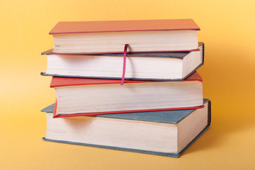 Stack of colorful books. Education background. Back to school.