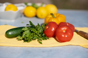 The process of cooking vegetables salad