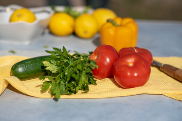 The process of cooking vegetables salad