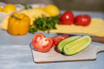 The process of cooking vegetables salad