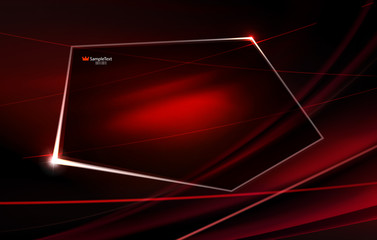Abstract red design with thin lines and polygonal frame.