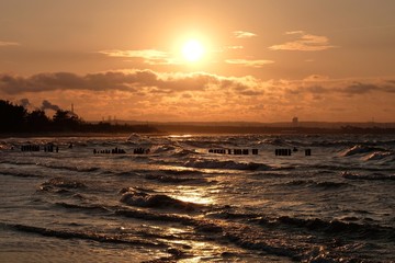 Zachód słońca nad morzem - Polska, Gdańsk, Górki Zachodnie