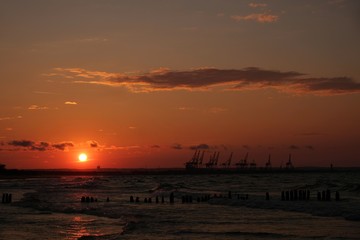 Zachód słońca nad morzem - Polska, Gdańsk, Górki Zachodnie