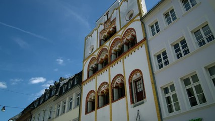 Historic House facades, Dreikönigshaus, Trier Rhineland Palatinate Germany, July 2018