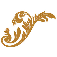 Golden vintage baroque ornament, corner. Retro pattern antique style acanthus.