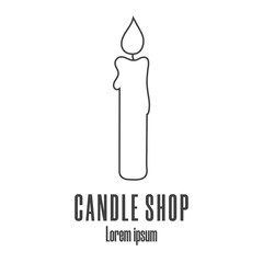 Line style icon of a candle. Religional logo. Clean and modern vector illustration.