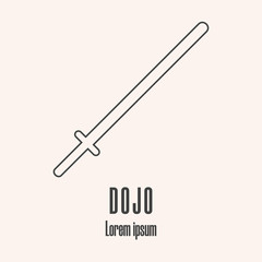 Line style icon of a bamboo sword. Dojo logo. Clean and modern vector illustration.