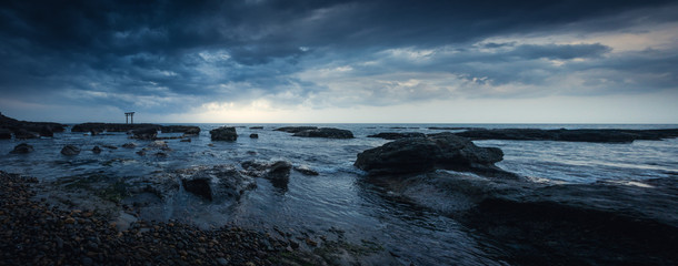 japanese shrine at the shore