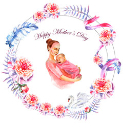 Watercolor greeting card Mother's day