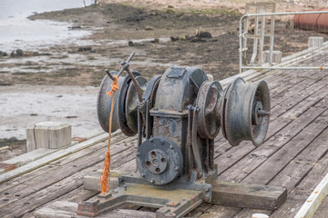 Irvine Harbour in Ayrshire Scotland looking Over some Old Rusting Maratime Equiptment