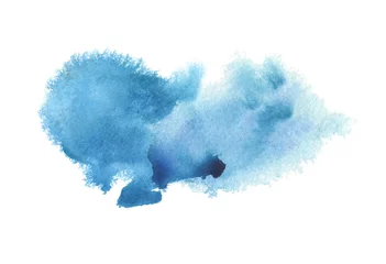Rolgordijnen Abstract blue watercolor blot painted background. Isolated. © Liliia