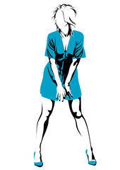 Beauty young girl in dress on white background