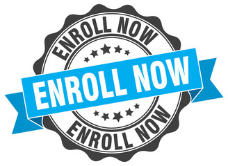 enroll now stamp. sign. seal