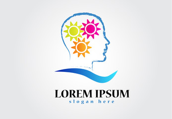 Logo gears head brain ideas vector