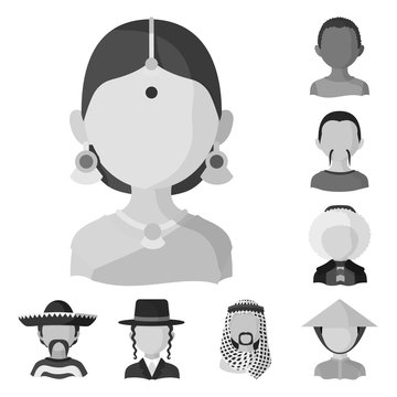 Vector illustration of person and culture icon. Set of person and race  vector icon for stock.