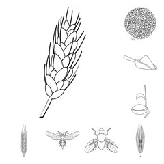 Vector design of agriculture and farming icon. Set of agriculture and plant  stock vector illustration.