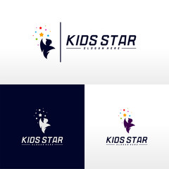 Reaching Stars Logo Design Template. Dream star logo. Kids Star Concept, Colorful, Creative Symbol