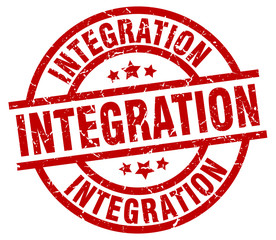 integration round red grunge stamp