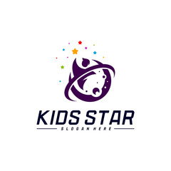Reaching Stars Logo Design Template. Dream star logo. Kids Star Concept, Colorful, Creative Symbol