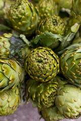 Fototapeta premium Upper view shot of artichokes