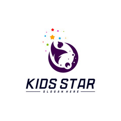 Reaching Stars Logo Design Template. Dream star logo. Kids Star Concept, Colorful, Creative Symbol