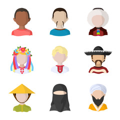 Isolated object of nation and race  sign. Collection of nation and user stock symbol for web.