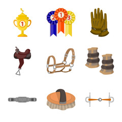 Vector illustration of horseback and equestrian icon. Set of horseback and horse  stock symbol for web.