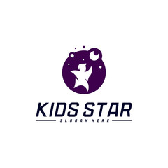 Reaching Stars Logo Design Template. Dream star logo. Kids Star Concept, Colorful, Creative Symbol