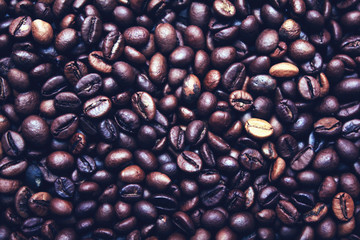 background of coffee beans. view from above.