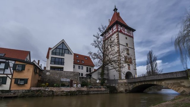 Timelapse of historical town gate of Waiblingen