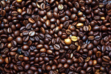 background of coffee beans. view from above.