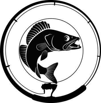 clipart fishing pole and fish