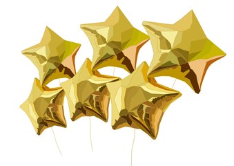 Obraz premium six realistic stars baloon vector art in gold