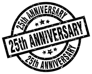 25th anniversary round grunge black stamp
