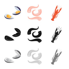 Obraz premium Vector design of fresh and restaurant logo. Collection of fresh and marine stock symbol for web.