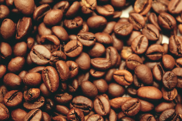 background of coffee beans. view from above.