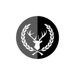 Silhouette of deer's head on a white background