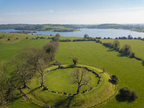 Aerial shot of Grange Stone Circle. Co. Limerick. Ireland. April 2019