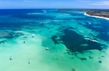 Aerial view with caribbean sea