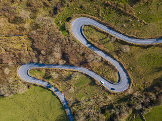 Serpentine road in Burren National Park. Ireland 
