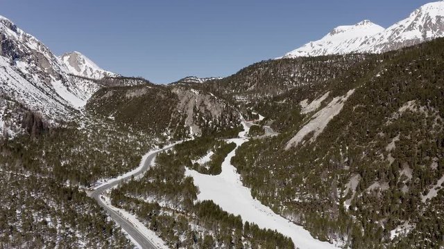 Aerial Shot Of Fuorn Pass Or Ofen Pass In Switzerland