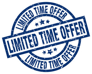 limited time offer blue round grunge stamp