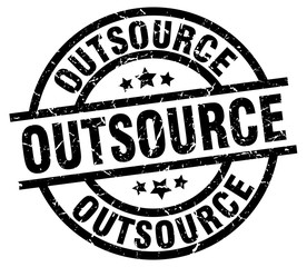 outsource round grunge black stamp